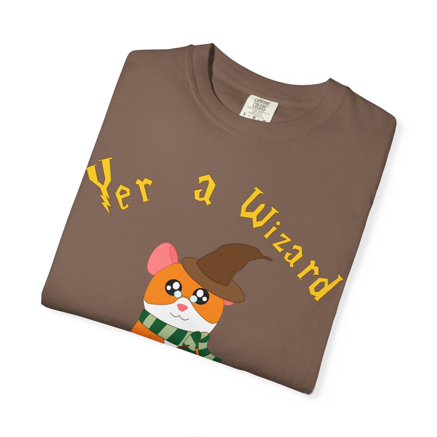 Hammy Wizard Hamster T-Shirt | Cute Wizard Hat Scarf Illustration