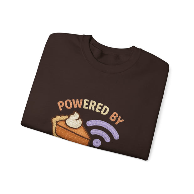 Powered by Pie and Wi-Fi Crewneck Sweatshirt, Cozy Sweatshirt Gift, Funny Thanksgiving Apparel, Comfy Fall Wear, Unisex Sweater