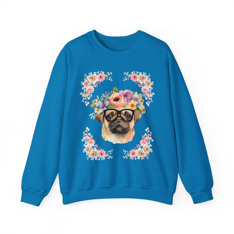 Geeky Goddess Pug Unisex Crewneck Sweatshirt