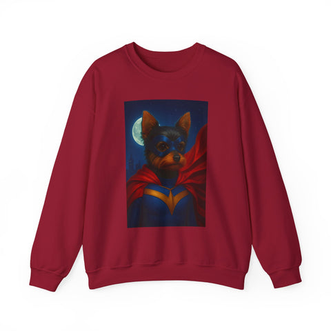 Superhero Yorkie Dog Sweatshirt, Cozy Animal Lover Crewneck, Pet Tribute Apparel, Unique Gift for Dog Lovers, Perfect for Casual Outings