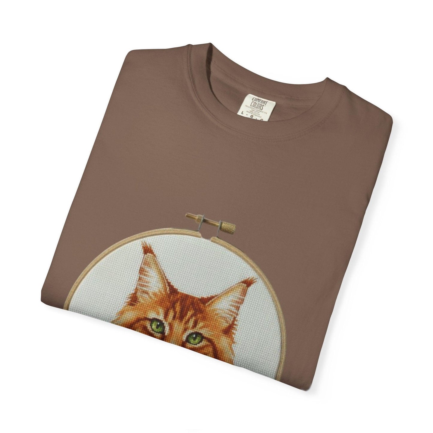 Orange Tabby Cat Portrait T-shirt | Embroidery Hoop Illustration
