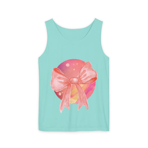 Pink/Yellow Planet Wrapped In Bow Unisex Tank Top