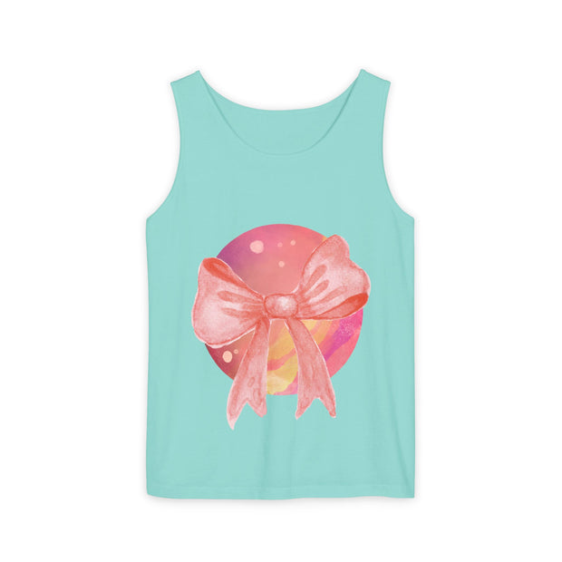 Pink/Yellow Planet Wrapped In Bow Unisex Tank Top