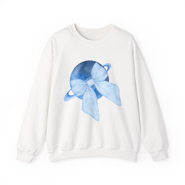 Blue Saturn Wrapped In A Blue Bow Unisex Crewneck Sweatshirt