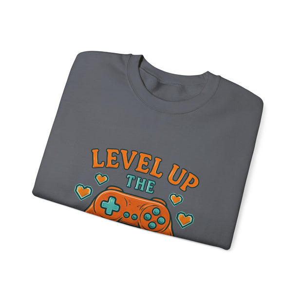 Funny Gamer Sweatshirt, Level Up Leftovers Crewneck, Gifts for Gamers, Casual Wear, Thanksgiving Sweatshirt, Cute Holiday Apparel