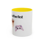 'Game On, Coffee First' Accent Coffee Mug