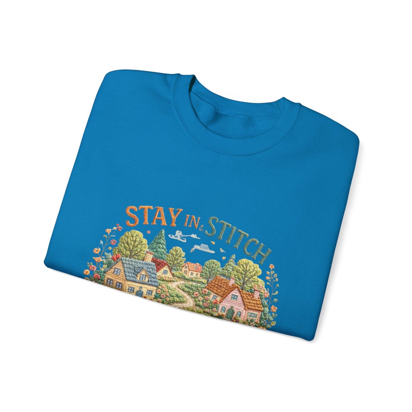 Stay in Stitch cottage garden Sweatshirt | cozy village embroidery design