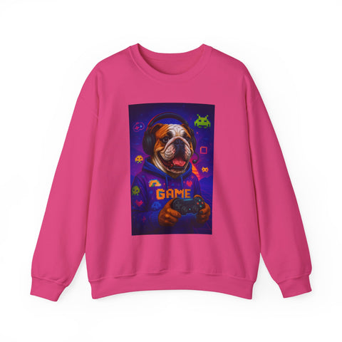 Gaming Dog Crewneck Sweatshirt, Cozy Gamer Gift, Unisex Sweatshirt, Video Game Lover Apparel, Fun Dog Design Sweatshirt