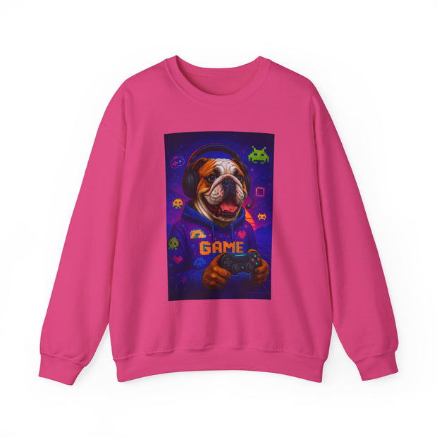 Gaming Dog Crewneck Sweatshirt, Cozy Gamer Gift, Unisex Sweatshirt, Video Game Lover Apparel, Fun Dog Design Sweatshirt