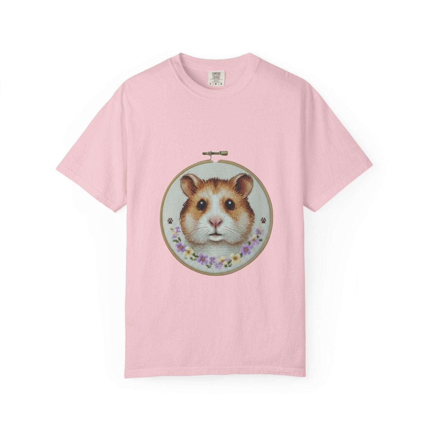 Hamster Portrait Embroidery Hoop T-shirt | Cute Small Pet Illustration