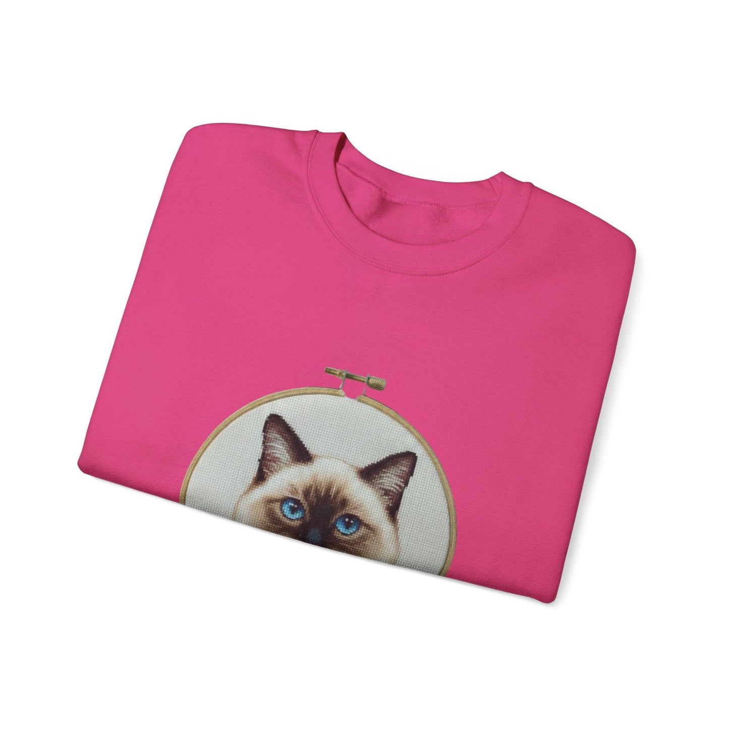 Siamese Cat Portrait Sweatshirt | Embroidery Hoop Floral Frame