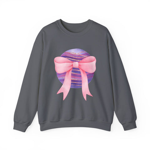 Pink/Purple Planet Wrapped In A Bow Crewneck Sweatshirt