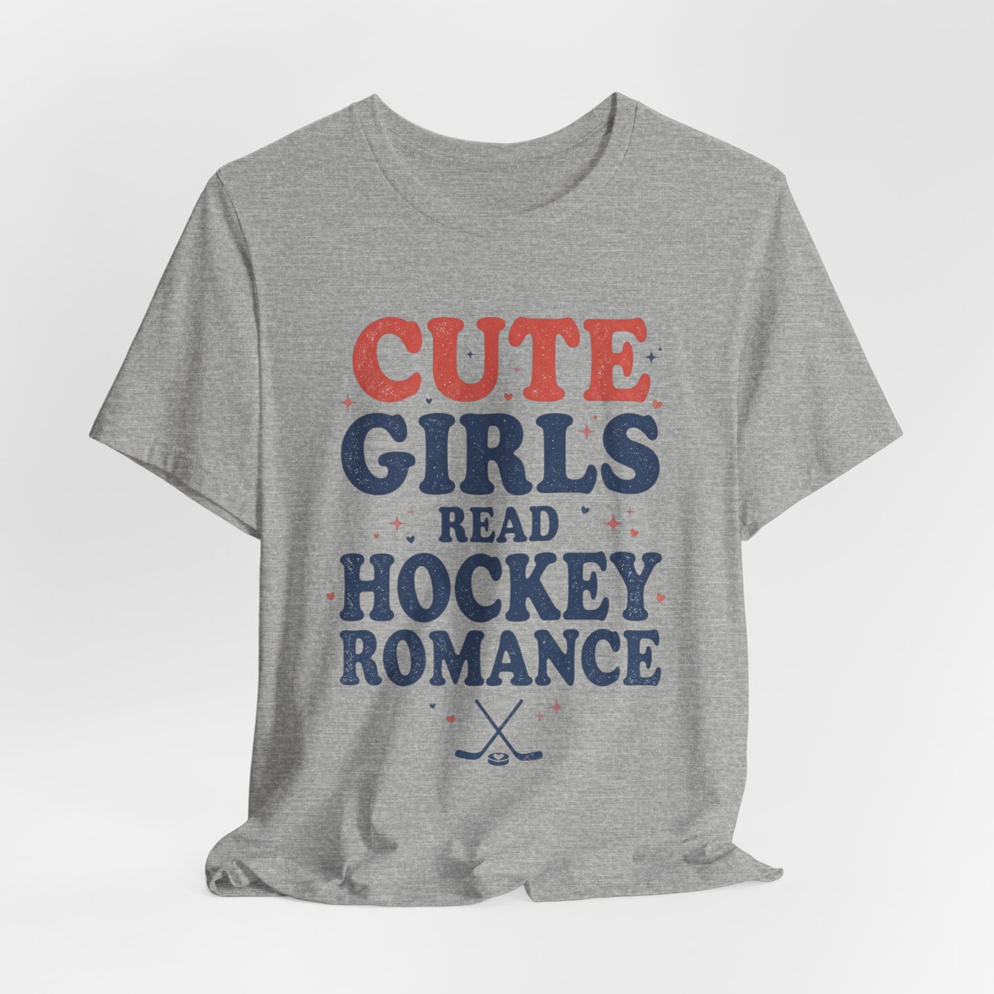 Cute Girls Read Hockey Romance Shirt, Hockey Romance Booktok Tee, Sports Romance Reader Graphic T-Shirt