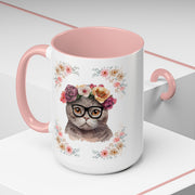 Geeky Goddess Dark Gray Cat Accent Coffee Mug