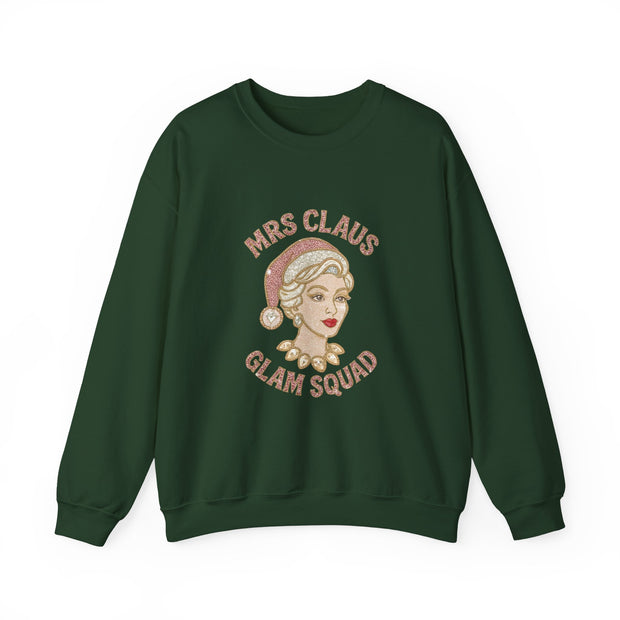 Mrs Claus Glam Squad Sweatshirt | Retro Mrs. Claus Illustration, Christmas Holiday Crewneck