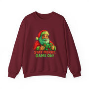 Santa with Game Controller Sweatshirt | Stay Merry Game On Christmas