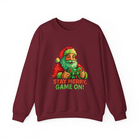 Santa with Game Controller Sweatshirt | Stay Merry Game On Christmas
