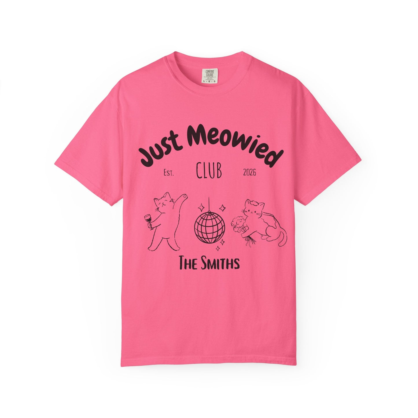 Just Married Cat Wedding Shirt Newlywed Couple Matching T-Shirt Comfort Colors Mr And Mrs Tee Just Meowied Honeymoon Gift For Bride Groom