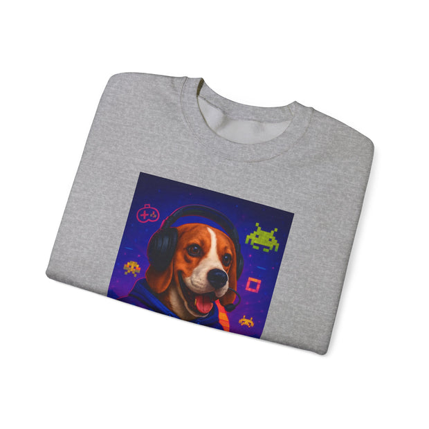 Game On Beagle Sweatshirt, Gamer Gift, Cute Pet Sweatshirt, Video Game Crewneck, Unique Dog Lover Apparel