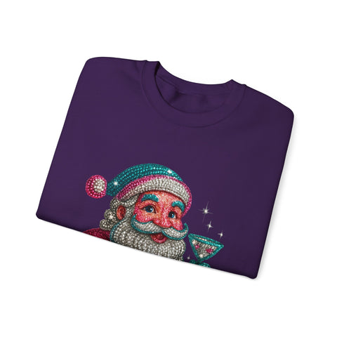 Retro Santa Holding Martini Sweatshirt | Vintage Christmas Crewneck