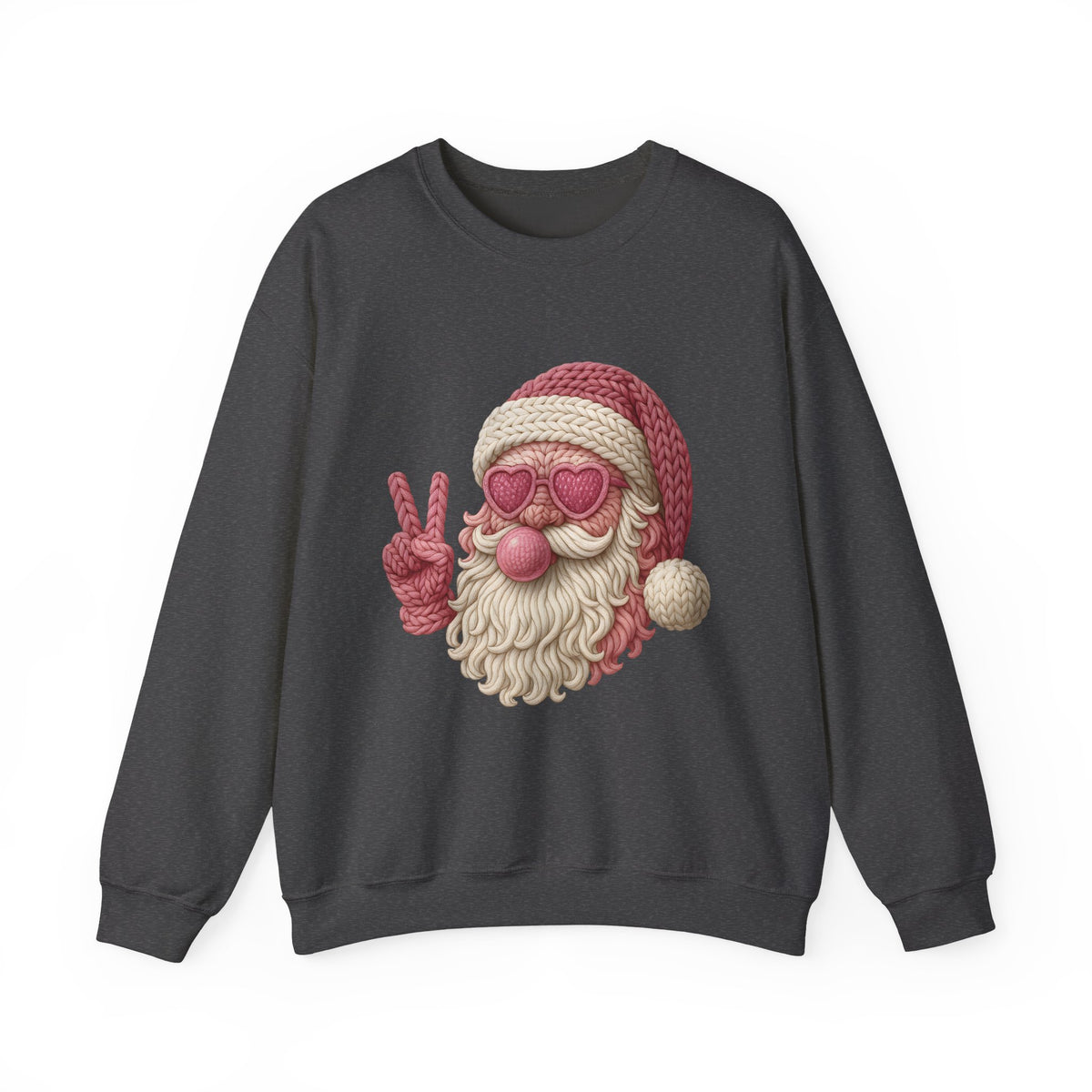 Pink Sunglasses Peace Sign Santa Sweatshirt | Retro Holiday Cozy
