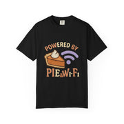 Powered by Pie and Wi-Fi T-Shirt, Funny Unisex Tee, Gift for Pie Lovers, Tech Enthusiasts, Perfect for Holidays and Parties