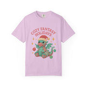 Cozy Fantasy Holidays Tee, Unisex Christmas T-shirt, Cute Dragon Apparel, Holiday Gift, Festive Graphic Tee