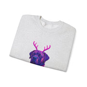 Neon Reindeer English Mastiff Sweatshirt | Dog with Antlers, Holiday Lights Sweater