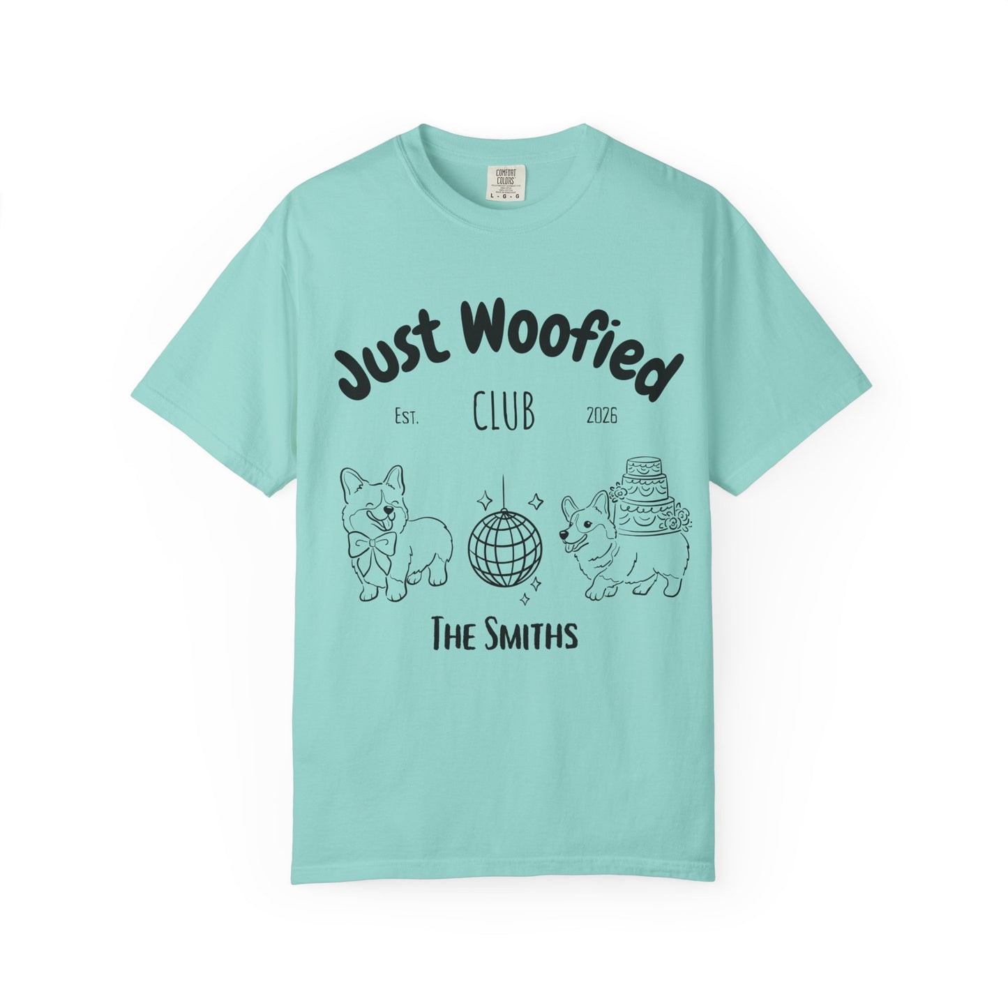 Just Married Dog Wedding Shirt Newlywed Couple Matching T-Shirt Comfort Colors Mr And Mrs Tee Just Woofied Honeymoon Gift For Bride Groom