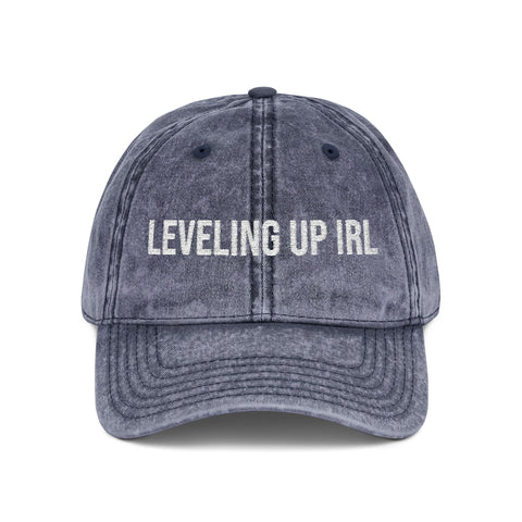 'Leveling Up In IRL' Vintage Embroidered Cap