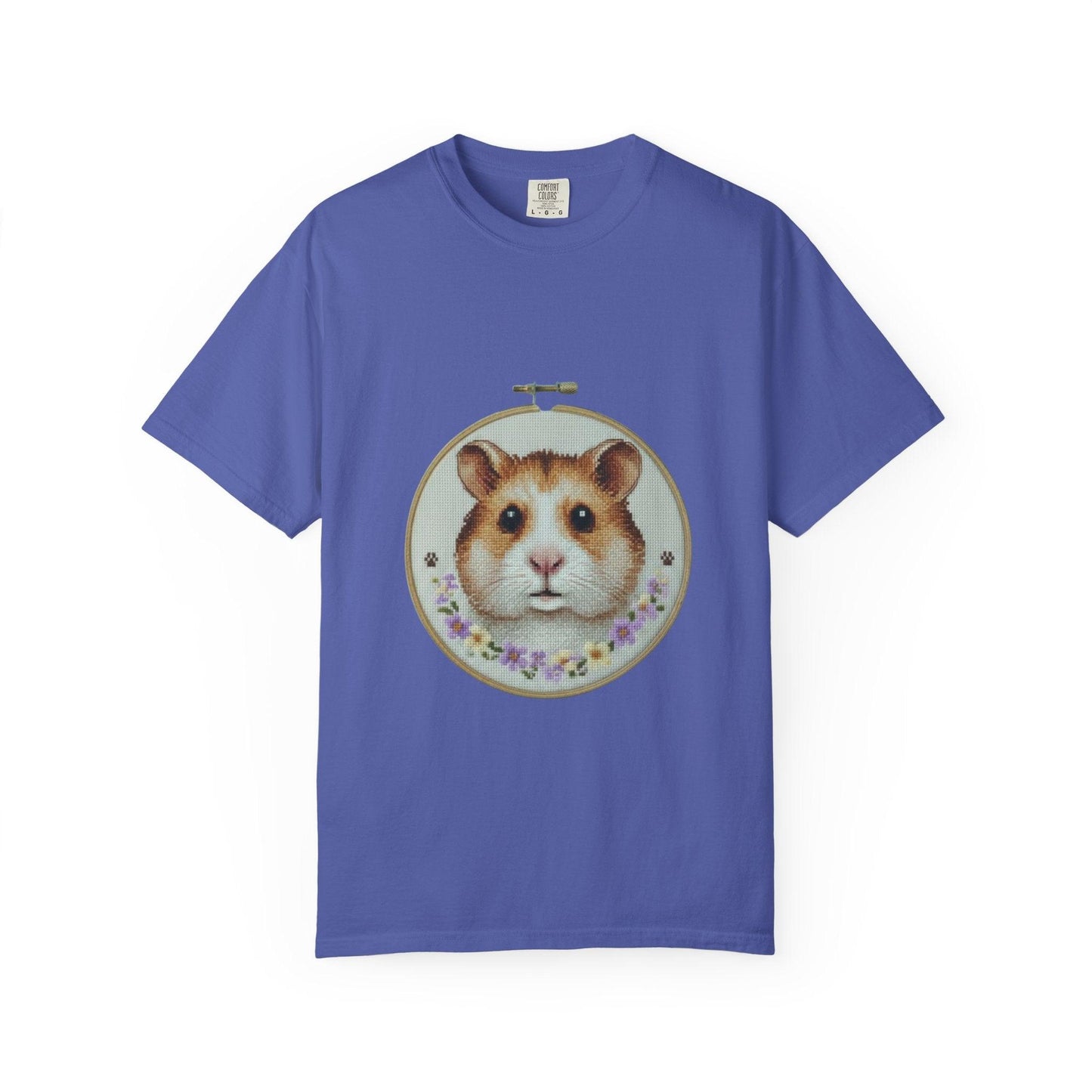 Hamster Portrait Embroidery Hoop T-shirt | Cute Small Pet Illustration