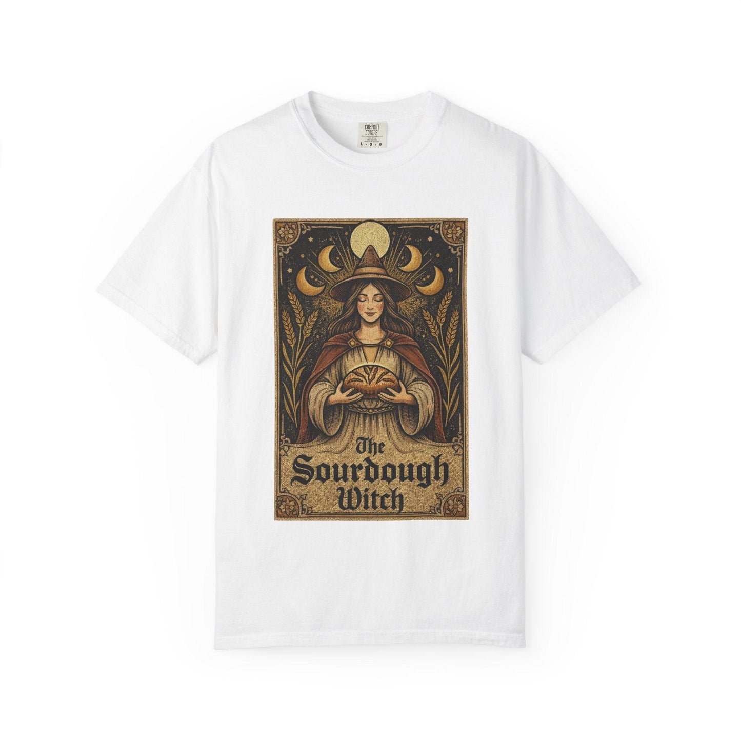 Sourdough Witch T-Shirt | Vintage Witch Art, Moon Phases, Baking Theme