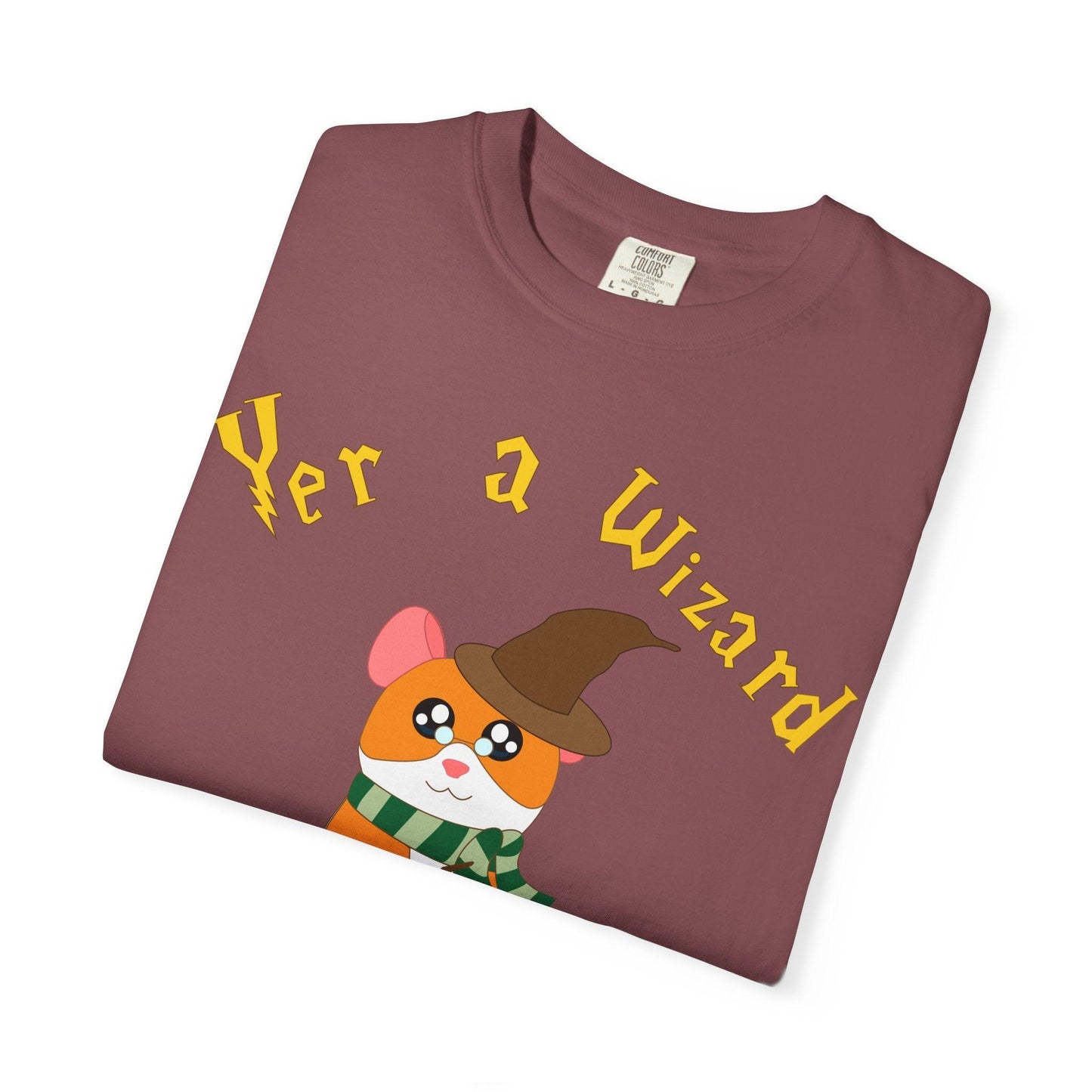 Hammy Wizard Hamster T-Shirt | Cute Wizard Hat Scarf Illustration