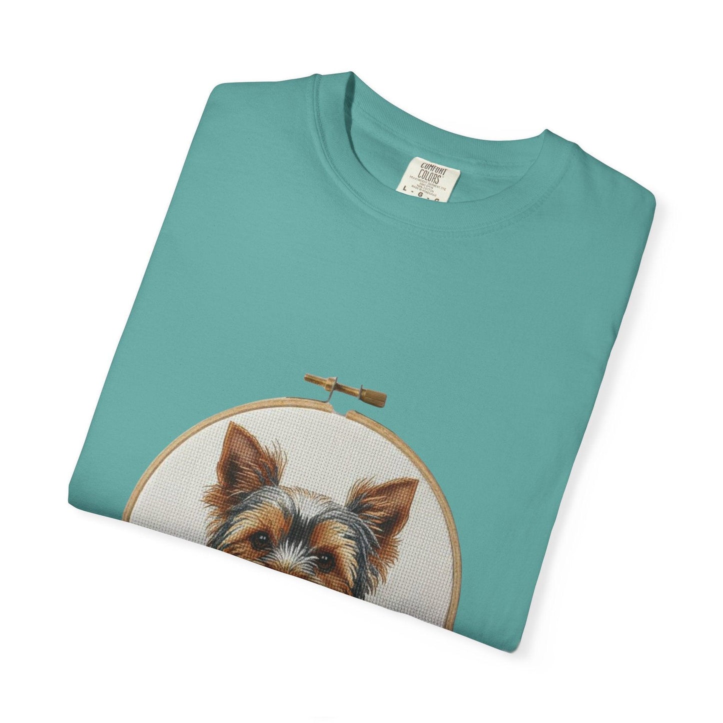 Yorkshire Terrier Portrait T-Shirt | Embroidery Hoop Dog Illustration