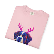 Saint Bernard in Reindeer Antlers T-Shirt | Holiday Dog Sweater Design