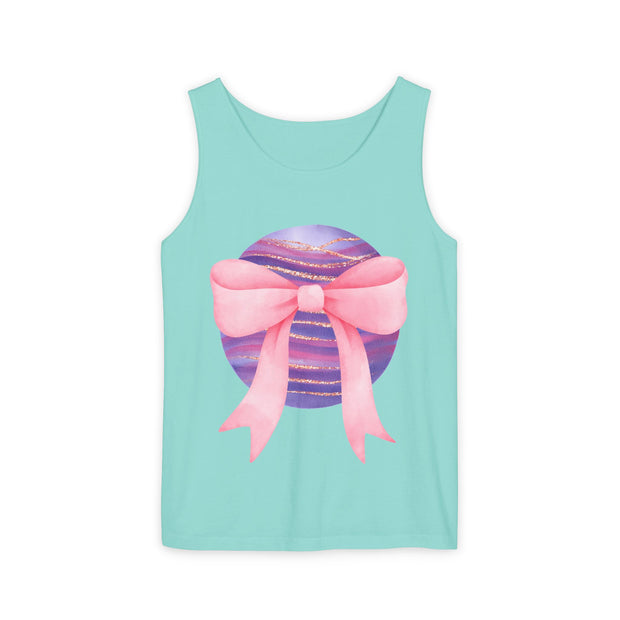 Pink/Purple Planet Wrapped In Bow Unisex Tank Top