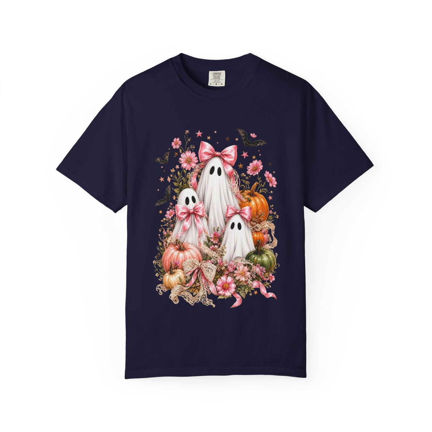 Coquette Ghost Halloween Shirt, Pink Bow Ghost T-Shirt, Cute Spooky Season Tee, Girly Halloween Pumpkin Graphic, Fall Aesthetic Shirt