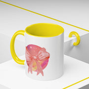 Pink/Yellow Planet Wrapped In A Bow Accent Coffee Mug