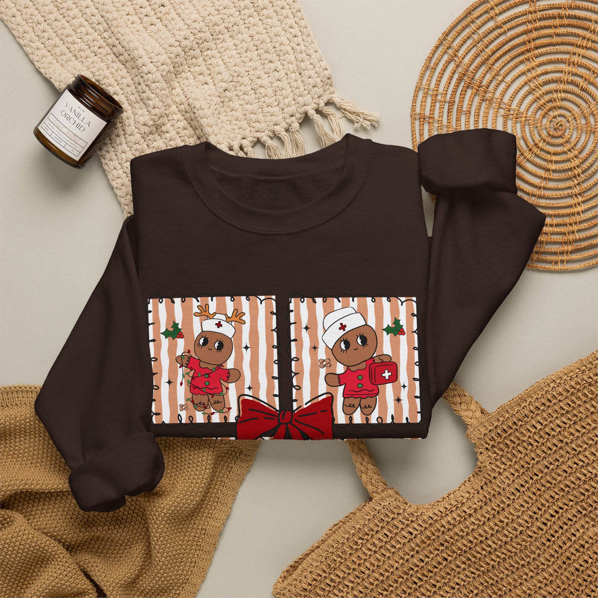 Gingerbread Christmas Sweatshirt, Cute Gingerbread Crewneck, Christmas Bow Sweatshirt, Gingerbread Man Shirt, Funny Holiday Sweater, Christmas Gift