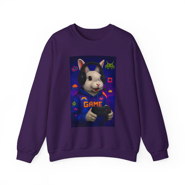 Gamer Bunny Crewneck Sweatshirt | Unisex Lightweight Sweater, Perfect for Gaming, Gifts for Gamers, Cute Animal Sweatshirt, Cozy Apparel