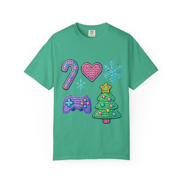 Festive Gamer T-Shirt, Christmas Tee, Gamer Shirt, Holiday Apparel, Unisex Christmas Gift, Cute Gaming T-Shirt