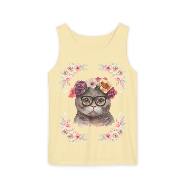 Geeky Goddess Dark Gray Cat Unisex Tank Top