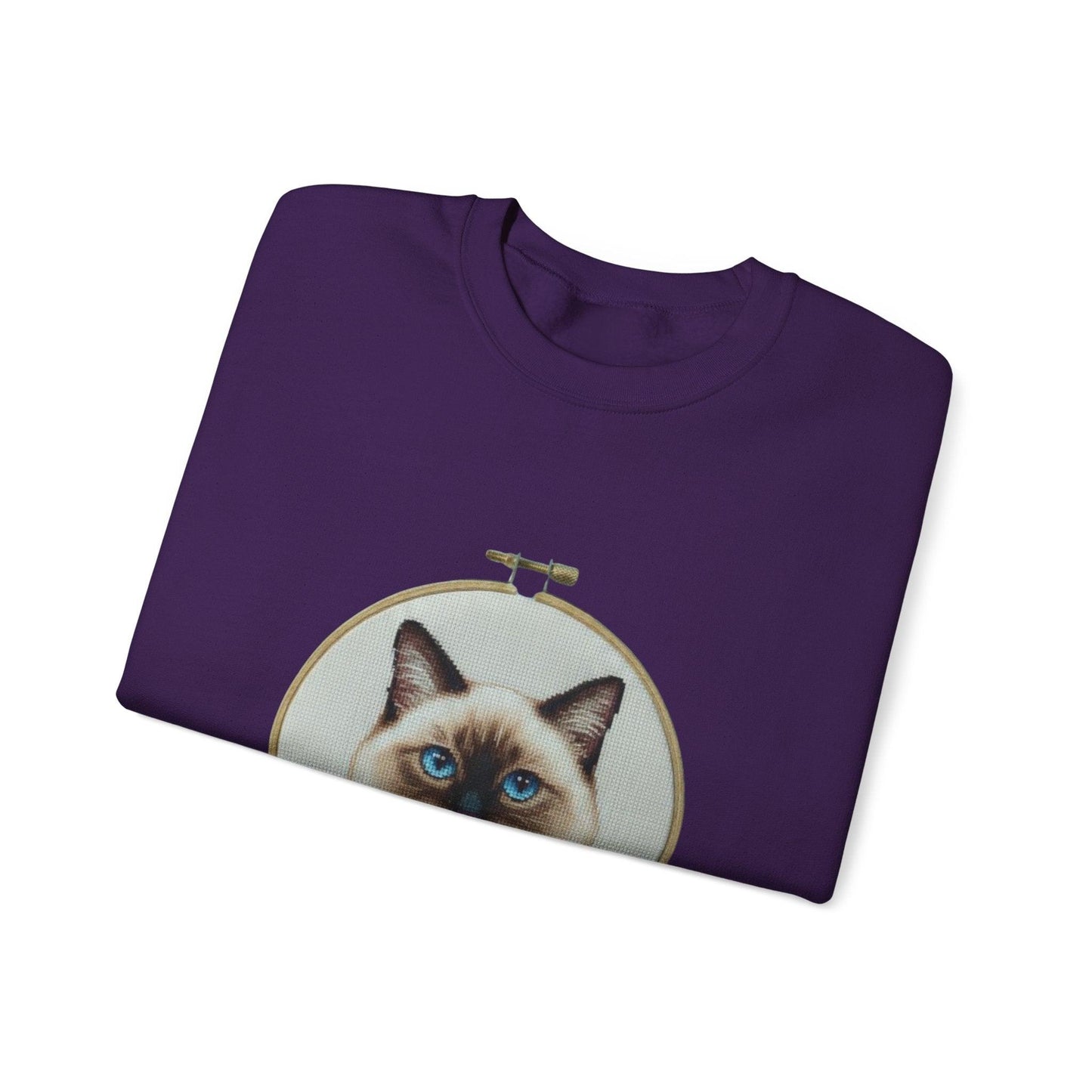Siamese Cat Portrait Sweatshirt | Embroidery Hoop Floral Frame