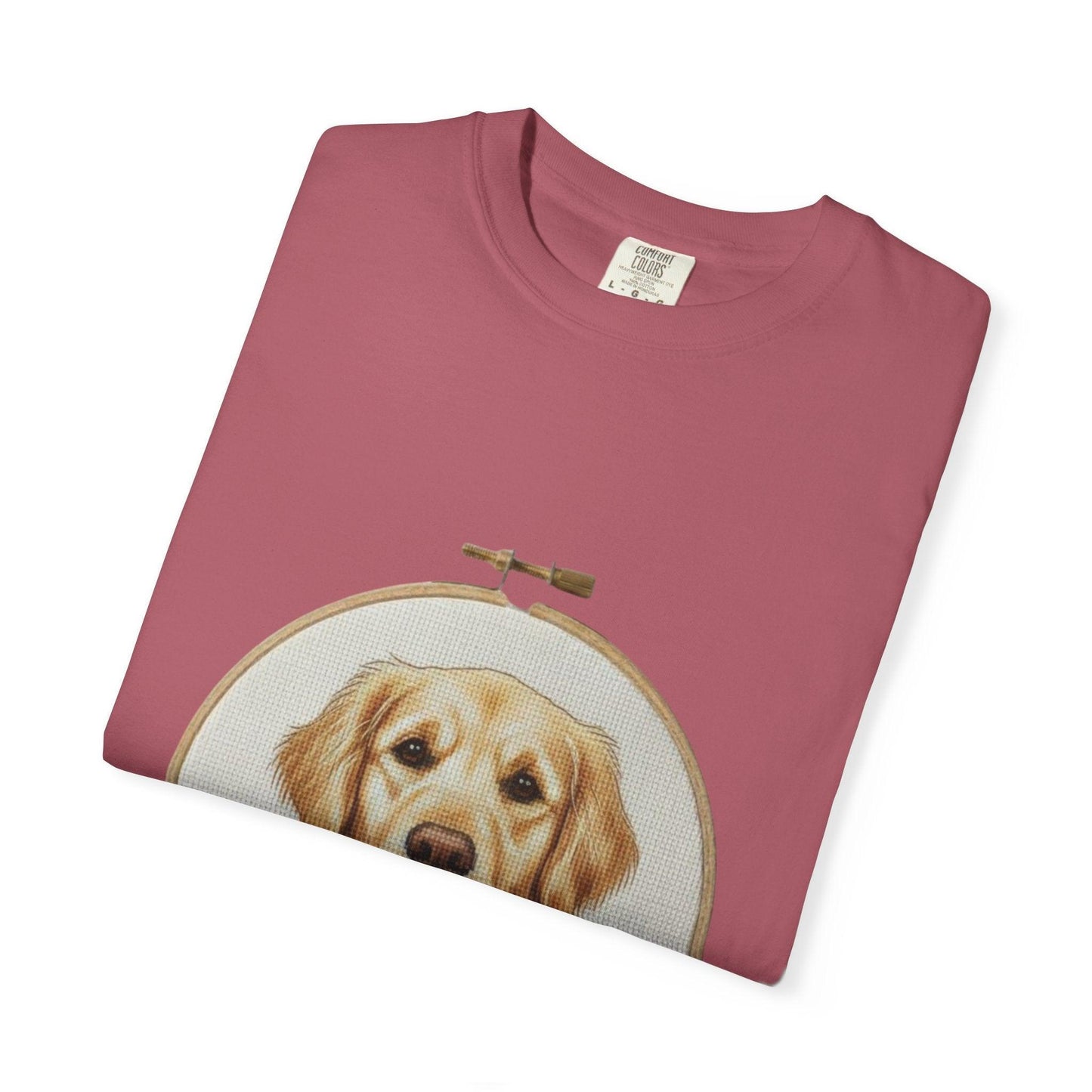 Golden Retriever Portrait T-Shirt | Embroidery Hoop Dog Art