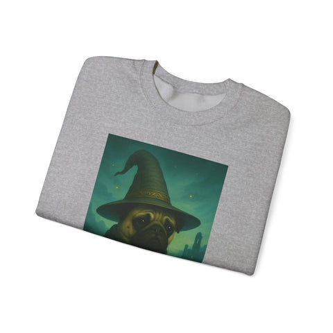 Wizard Pug Sweatshirt, Cozy Unisex Sweatshirt, Funny Pet Lover Gift, Halloween Apparel, Casual Trendy Crewneck