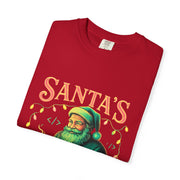 Santa's Cocoa & Code Society T-shirt, Holiday Tee, Xmas Gift, Unisex Garment-Dyed Shirt, Fun Santa Design, Cozy Christmas Apparel