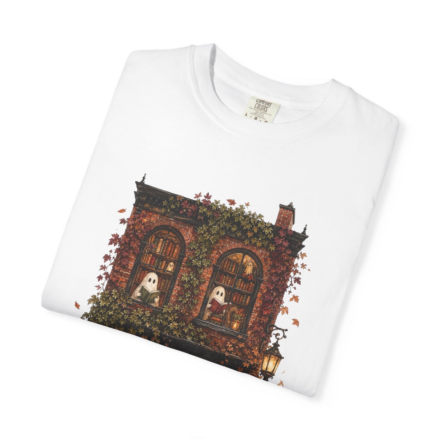 Haunted Bookstore T-Shirt, Cozy Book Lover Halloween Shirt, Ghost Library Tee, Dark Academia Fall Graphic, Spooky Reader Gift