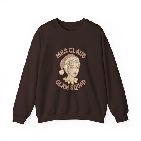 Mrs Claus Glam Squad Sweatshirt | Retro Mrs. Claus Illustration, Christmas Holiday Crewneck