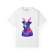 Jack Russell in Reindeer Sweater T-shirt | Neon Holiday Dog Design