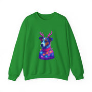 Neon Jack Russell in Reindeer Antlers Sweatshirt | Holiday Pet Portrait